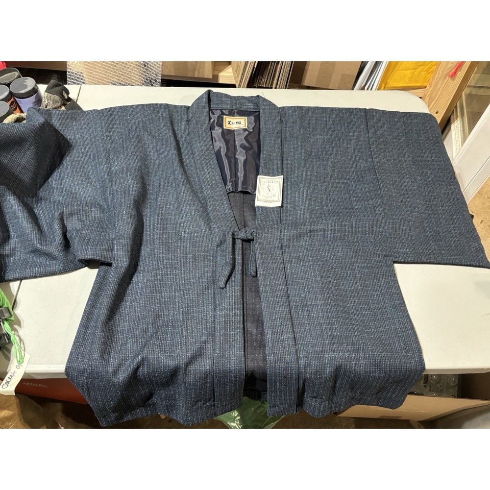 Blue Woven Haori Kimono Jacket NWT XL
